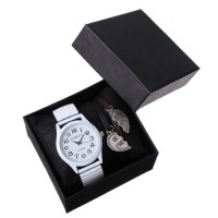 Подарочный набор 2 в 1 Voseco: наручные часы и браслет, d=4 см 5256938s фото