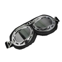 Очки для езды на мототехнике ретро, стекло хром, черные 4295599s фото