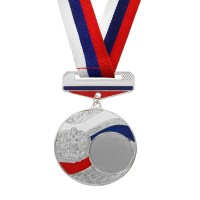 Медаль призовая с колодкой триколор, серебро, d=5 см 3689184s фото