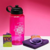 Набор спортивный Yoga, для йоги: бутылка, полотенце, носки one size, календарь тренировок 5298305s фото