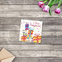 Мини‒открытка «С Днём рождения», подарки, 7 × 7 см 3606097s фото