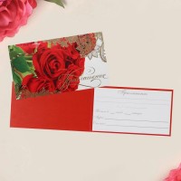 Приглашение «Красные розы», тиснение,  12 х 7см 4972514s фото