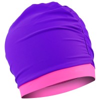 Шапочка для плавания объёмная двухцветная, лайкра, цвет ярко-фиолетовый/розовый 4930576s фото