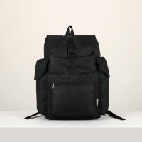 Рюкзак туристический, отдел на шнурке, 3 наружных кармана, цвет чёрный 4410955s фото