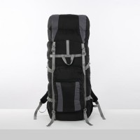 Рюкзак туристический, 90 л, отдел на шнурке, наружный карман, 2 боковых сетки, цвет чёрный/серый 5170971s фото