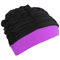 Шапочка для плавания объемная двухцветная, лайкра , цвет чёрно-фиолетовый 3285675s фото