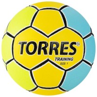 Мяч гандбольный TORRES Training, арт.H32151, ПУ, 4 подкладочных слоя, ручная сшивка, размер 1, цвет жёлтый/голубой 7307576s фото