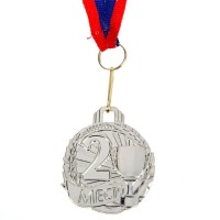Медаль призовая, 2 место, серебро, d=4,6 см 1305184s фото