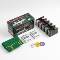 Покер, набор для игры (карты 2 колоды, фишки 200 шт.), с номиналом, 60 х 90 см 269185s фото