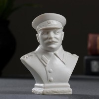 Бюст Сталин 9х7см, белый / мраморная крошка 5167976s фото