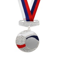 Медаль призовая с колодкой, триколор, серебро, d=5 см 3689190s фото
