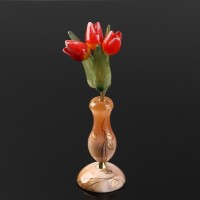 Ваза Тюльпан (3 цв.) на подставке с росписью, селенит,  21*10 см 4765074s фото