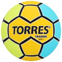 Мяч гандбольный TORRES Training, размер 2, ПУ, ручная сшивка, цвет жёлтый/голубой 7307577s фото