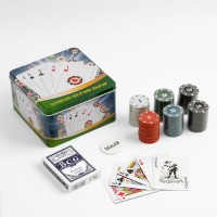 Покер, набор для игры (карты 54 шт, фишки 120 шт.), с номиналом, 15 х 15 см, микс 912897s фото