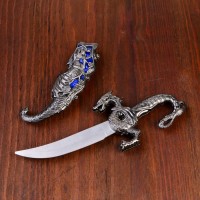 Сувенирный нож, 24,5 см резные ножны, дракон на рукояти 433945s фото