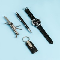 Набор подарочный 4в1 (ручка, нож 3в1, часы, брелок) 7029964s фото