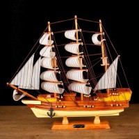 Корабль сувенирный средний «Диана», светлое дерево, паруса бежевые, 10×50×45 см 444362s фото